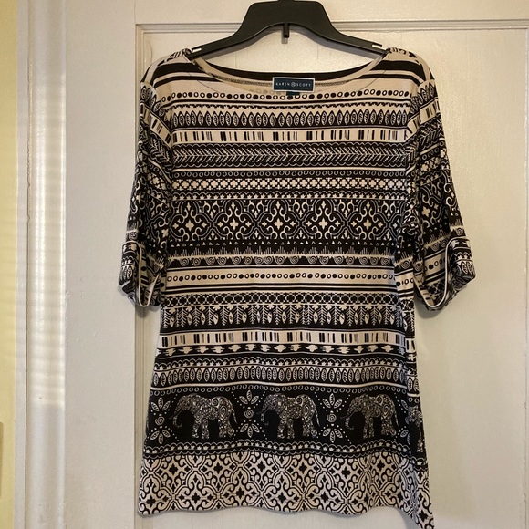 Karen Scott Black & Cream Printed Tunic - Picture 1 of 6